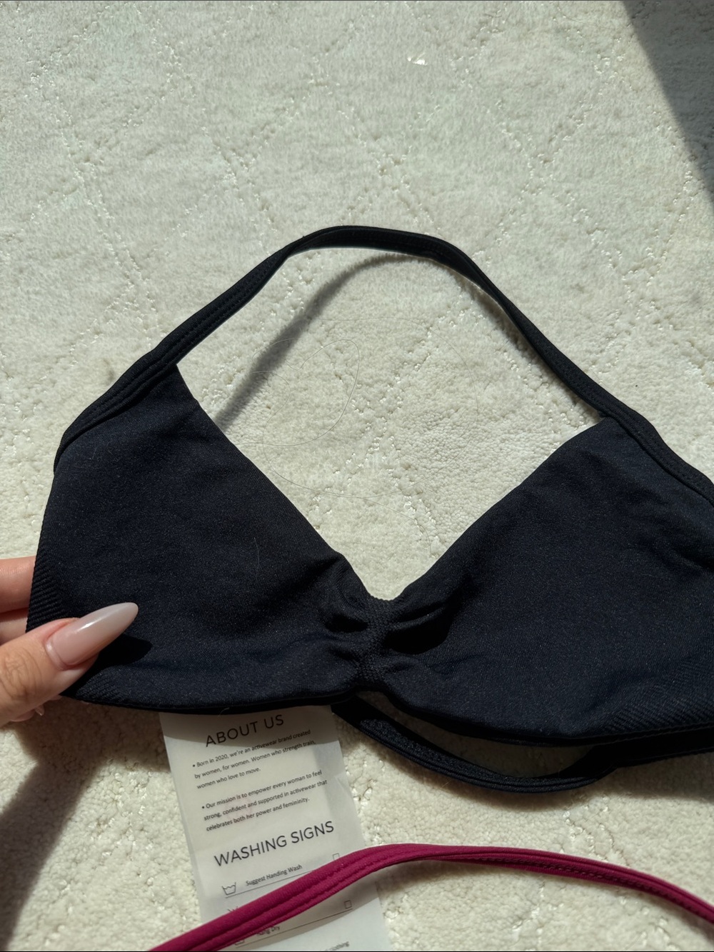 Set of Two Halter Bralette Tops in Black and Berry - Picture 2 of 2